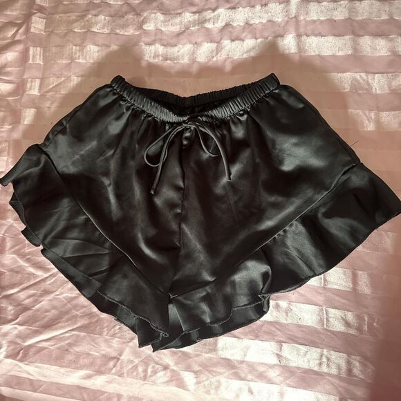 Other - Black Satin Ruffle PJ Shorts